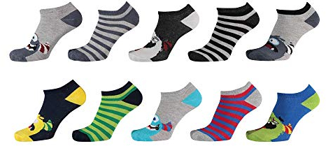 Lieblingsstrumpf24 10er Pack Socken Kinder Jungen Mädchen Baumwolle (Sneaker Socken Monster 31-34)