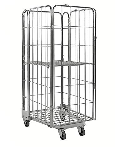 Gitterrollwagen 400 kg, stapelbar, 4 Seiten, LxBxH 850 x 720 x 1.740 mm, verzinkt