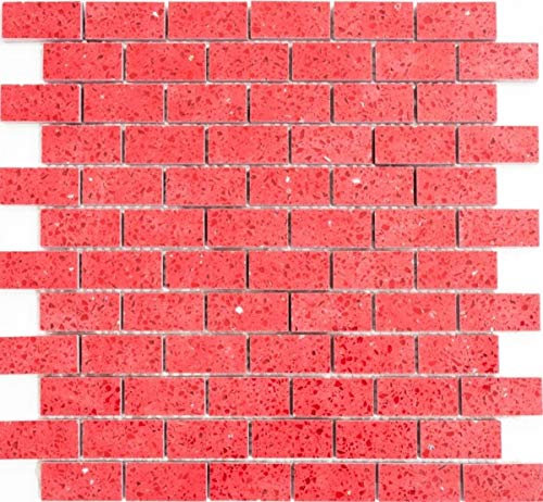 Mosaik Fliese Quarz Komposit Kunststein Brick Artificial rot MOS46-ASMB4_f