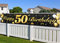 50. Geburtstagsfeier Dekorationen Banner für Männer und Frauen, wesentliche Dekoration für 50. Geburtstagsfeier, Lange Größe Schwarz und Gold 50. Geburtstag Banner 210 × 40 cm (82,7 × 15,7 Zoll)