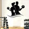 QIANGTOU Sport Mann Frau Wandtattoo Fitness Hanteln Dekor Fitnessraum Vinyl Wandaufkleber Für Bodybuilder Gym Gymnasium Wandbilder 54x58cm