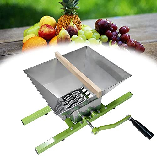 YRHome 7L Edelstahl Obstmühle Obstzerkleinerer Traubenmühle Zerkleinerer Maischemühle Beerenmühle Obst Schredder mit Handkurbel Mühle Obstpresse für Apfelwein