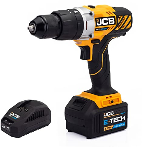 JCB 18V Cordless Combi Drill Integrated LED Light Electric Screwdriver/Masonry Drill with 5.0ah Battery & 2.4A Charger
