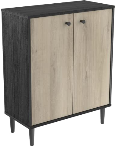 Demeyere Buffet Industriel 2PORTES Arty, Bois d'ingénierie, Chêne Kronberg et Noir, 607x285x757MM