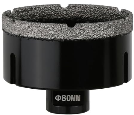Vearter 80mm Dry Diamond Core Drill Bit, M14 Thread Connection Vacuum Brazed Masonry Hole Saw, Hollow Hole Cutter for Tile, Marble, Granite, Porcelain, Concrete and Quartz Stone