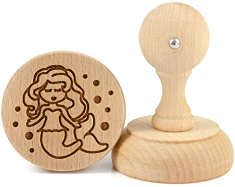 Folkroll Keksstempel Meerjungfrau, Ø 60 mm, Cookiestempel, Backstempel, Keks, Stempel, Motiv, Buchenholz, 336847