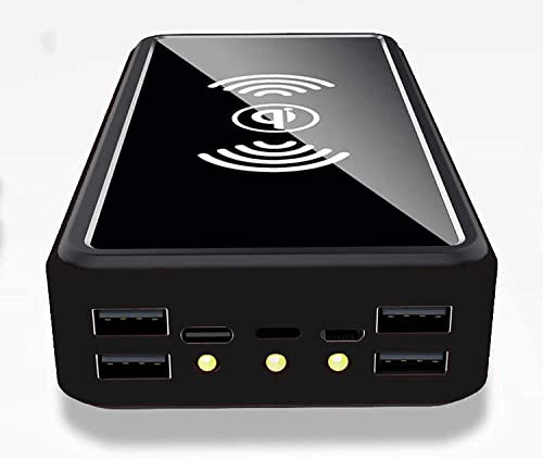 Giural Cargador Solar, 100000mAh Power Bank Portátil Inalámbrico con 4 Outputs Power Bank con USB C Carga Rápida para i-Phone, Samsung,Negro