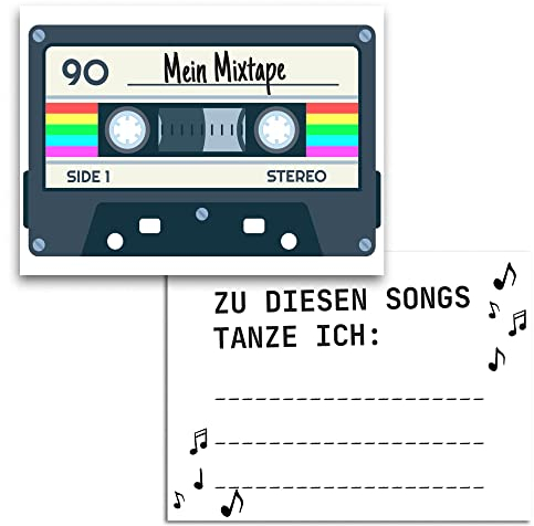 MAVANTO 50x Musikwunschkarten Hochzeit Party DJ - DIN A7 Karten für individuelle Musikwünsche deiner Gäste zu feierlichen Anlässen (Kassette)