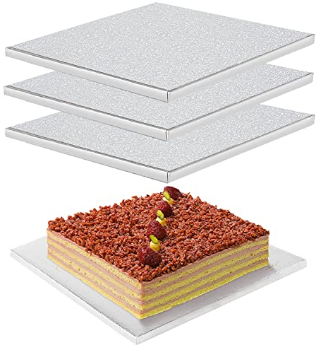 LWAIX Cakeboard Quadratisch 25cm Cake Board Tortenunterlage Pappe Wiederverwendbar Torten Unterplatten für Transport Kuchen und Torten 3STK (10 inch)