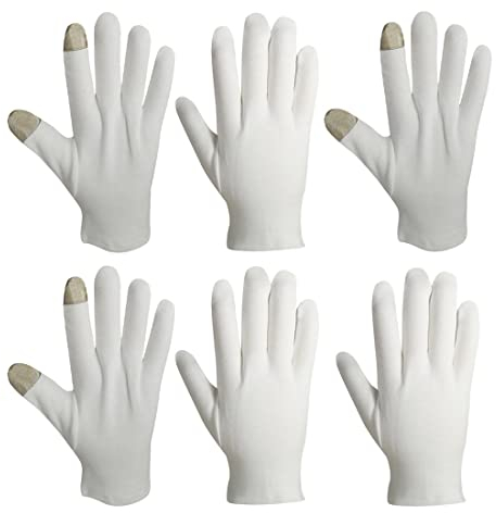 feuchtigkeitsspendende Handschuhe mit Touchscreen, weiße Baumwolle feuchtigkeitsspendende Handschuhe für Übernachtung Schlafen Heilung Ekzemen Schlaflotion Hand-Spa-Behandlung reparieren raue（3 Paar ）