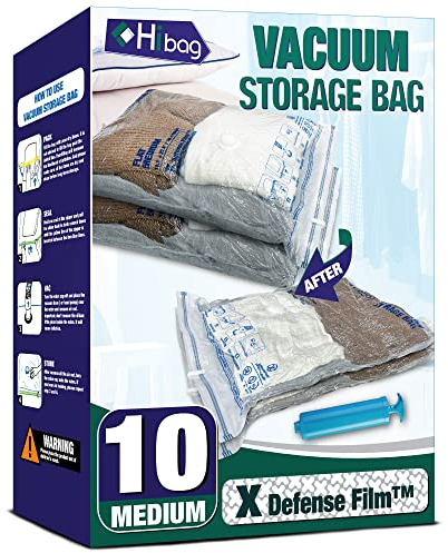 HIBAG Vacuum Storage Bags, Space Saver Bags, Combo Set (10 Medium)