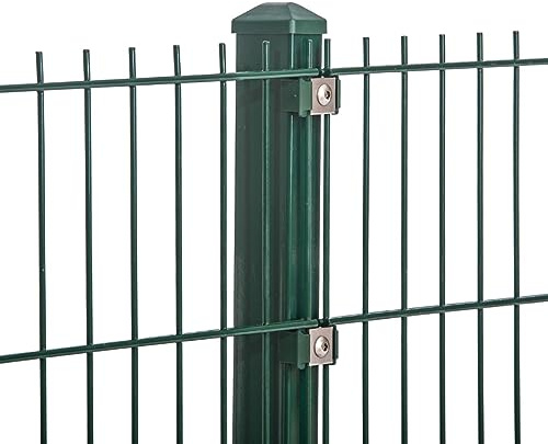 Doppelstabmattenzaun Set 868 Moosgrün | Stabmattenzaun | Mit VA Klemmhalter | Gartenzaun | Komplett Set | 143 cm-15