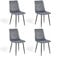 Esszimmerstühle 4er Set Grau – Samt Gepolstert mit Rautensteppung – Metallbeine Schwarz – Inkl. Handwischmopp Geschenk – Modern & Bequem für Küche & Wohnzimmer