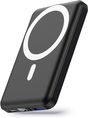 Yiisonger Mag-safe Powerbank 10000mAh, Magnetische Wireless Powerbank, Externer Akku mit USBC Ladekabel und LED-Display, 22.5W PD Schnelles Laden, Kompatibel mit iPhone 16/15/14/13/12/Pro/Pro Max/Plus