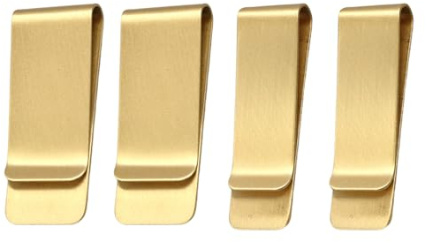 CYCOOPE Gold Messing Geldklammern für Männer und Frauen Kreative Metall Kreditkartenhalter klein schlank dünn tragbar Herren Geldklammern für Bargeld 4 Stück, Gold, Minimalistisch