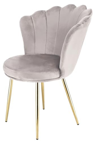 RayGar Genesis Mini Flora Accent Chair with Petal Back Armchair With Golden Chrome Finish Metal Tube Legs (Taupe)