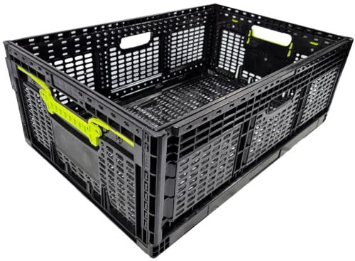 Systafex 1x Faltbare Klappkiste Aufbewahrungskorb Lagerkiste stabile Klappbox belastbar bis 30 kg stapelbar 46L Volumen lebensmittelecht Polypropylen