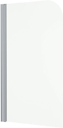 BAYSTONE Over Bath Shower Screen Curved Chrome 800mm Bathroom Modern Reversible 4mm Safety Glass