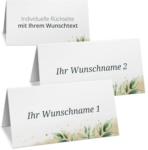 10 PERSONALISIERTE Tischkarten mit verschiedenen Gäste-Namen | Kärtchen zur Hochzeit Geburtstag Kommunion Konfirmation Taufe Namenskarte Platzkarte Design 01