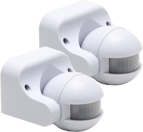Greluma 2 pz AC220-240v Interruttore della luce del sensore di movimento PIR,alta sensibilità interruttore a muro per uso interno ed esterno,portata di rilevamento 12 m a 180°