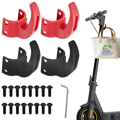 4 Pcs Electric Scooter Hook, Hooks Compatible for Ninebot Max G30, Storage Bag Hook, Scooter Carrying Hooks, Folding Hook, Durable Scooter Hooks, Carry Hook, Multi-Function Hooks (2 Color, with Tool)