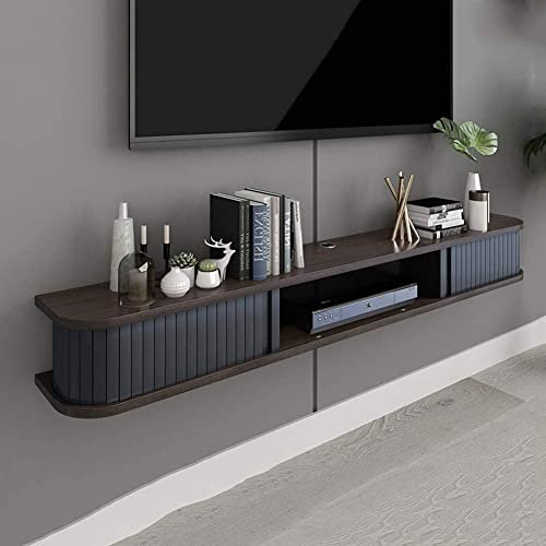 KAZUP Mueble de TV para Colgar en la Pared, Estante Flotante, Consola de Entretenimiento montada en la Pared, estantería para Juegos, Estante de componentes, Estante para Sala de estar/gris/100Cm