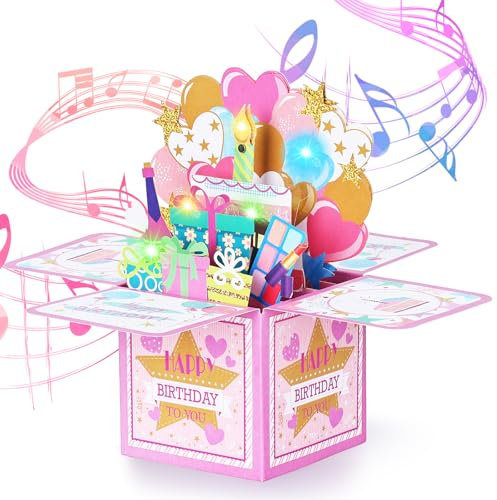 Joyoldelf Geburtstagskarte für Damen, 3D, Pop-Up, Geschenk zum Geburtstag für Mädchen, ideal für Mutter, Freundin, Mutter, Schwester, Freundin, Begleiter, Familienfeier