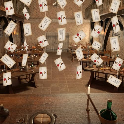 HONMOK 2 Pack Christmas Horror Banner, Wizards Floating Acceptance Letter Banners, Magic Wizard Birthday Decorations Bunting with Stamps for Harry Christmas Birthday Halloween Party Supplies