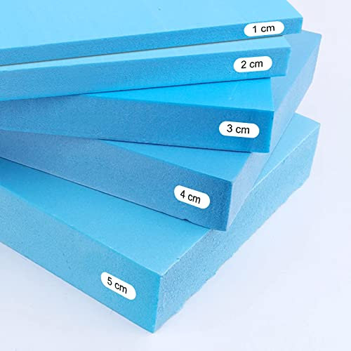 Plancha de Espuma Polieuretano 50X50 cm Grosor 4 cm Densidad Media D25 Firme Multiusos Colchón Cojín Relleno para Asientos Tapicería Disfraces de Foam Maletín de transporte Color Azul