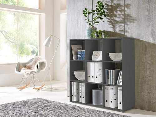 BMG Möbel Würfelregal Nizza Größen (Anthrazit, Würfel 9 Fächer)