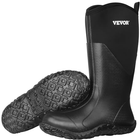 VEVOR Stivali di Gomma da Uomo, Taglia USA 12, Stivali da Caccia Impermeabili Antiscivolo, Stivali da Fango Isolati, Scarpe Protettive da Giardinaggio Leggero Durevole, per Produzione Agricoltura