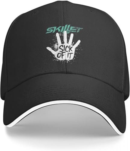 IEOGHWXY Baseballkappe Snapback Sonnenhut Klassische Sick of It Band Baseballkappe für Damen und Herren Heavy Metal Kappe für Golf verstellbar Geburtstagsgeschenk für Herren und Damen