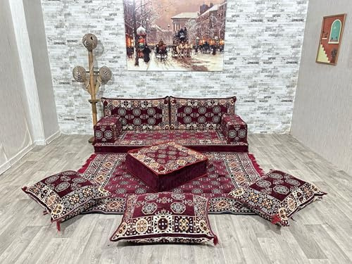 Generisch Orientalische Sitzecke, Sark Kösesi, Arabisches Sitzkissen, Marokkanisches Sofa, Terrassen-Palettensofa, Orientalisches Sofa, Sitzkissen, Kelim