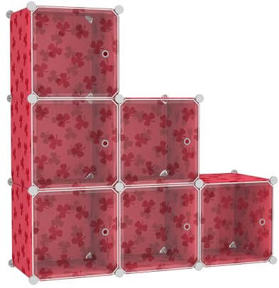 C&AHOME Würfelförmiges Aufbewahrungsregal mit Türen, 6-Würfel-Regalbretter | Modulares Bücherregal aus Kunststoff, Schrank-Organizer und Aufbewahrungsregal, ideal für Schlafzimmer, Wohnzimmer