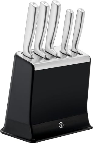 Tefal - EverSharp Set de 5 couteaux avec bloc affûteur intégré | Set de couteaux avec système d'aiguisage breveté - Lames en acier inoxydable - Affûtage automatique avant chaque usage