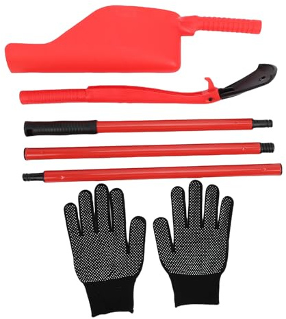 Riuulity Extension Pole Gutter Kit, Spoon and Rake for Efficient Debris Removal, Lightweight Scoop with Drainage Holes for Roof, Gutters and Guards