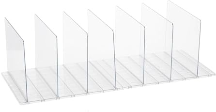 SUNNYNEST Pack of 8 Adjustable Shelf Dividers Clear Acrylic Handbag Wallets | Transparent Wardrobe & Cupboard Dividers for Bags, Wallets, Books and Office Storage (7 Shelf Dividers)