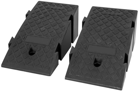 Rampe de Chargement, Rampe d'Accès Voiture en Plastique Robuste, Rampe de Seuil Antidérapante pour Trottoir Bordure Garage, Lot de 2 Rampes Portables 25x45x19cm Capacité Charge Élevée Moto Quad