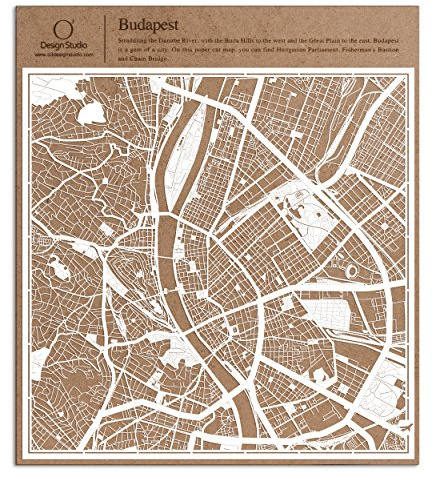 Budapest Scherenschnitt Karte, Weiß 30x30 cm Papierkunst