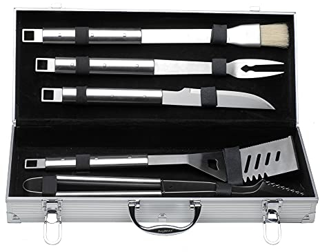 Berghoff 1108180 Barbecue 6 Pezzi Set Valigetta, Metallo, Acciaio Inox