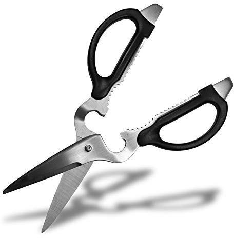 Seki Japan Multifunctional Kitchen Scissors, Stainless Steel Blade Soft Grip Shears for Left-Handed