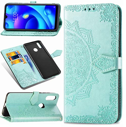 MUSESHOP Étui de protection à Rabat en Cuir pour Xiaomi Redmi Note 7/Redmi Note 7 Pro Vert menthe