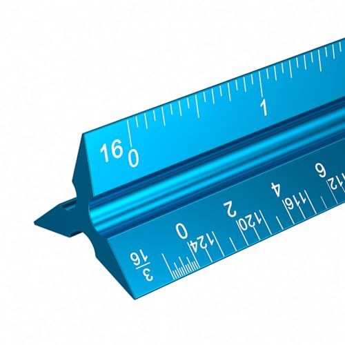 Rena Chris Architectural Scale Ruler: 12 Imperial Aluminum Alloy Metal Architecture Measuring Tools, Engineering Drafting Construction Drawing Blueprints Triangular Architect Scaling Rulers 12 Inches