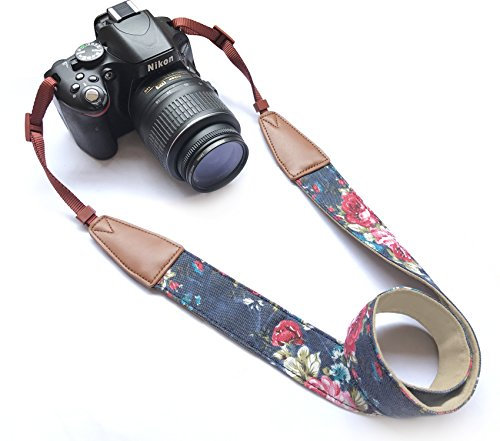 Alled Camera Strap Neck,Camera Strap for Canon Nikon Sony Lumix Kodak Fuji Olympus Dslr Universal,Vintage Soft Comfortable Adjustable Quick Release Camera Shoulder Neck Strap (Cowhide Blue)