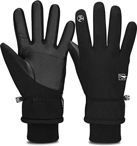 Cevapro Warm Winterhandschuhe Wasserdicht Touchscreen Handschuhe Winddicht Atmungsaktiv Running-Handschuhe Männer Frauen für Outdoor Sports,Schwarz, XL