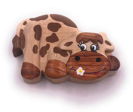 H-Customs Süße Kuh mit Blume Tier Rind Handmade Kühlschrankmagnet Anhänger Magnet