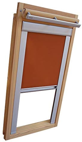Verdunkelungsrollo THERMO Alu-Rückseite für VELUX Dachfenster TYP GGL/GPL - 406 oder P06 - Farbe Orange-Terracotta - mit Aluminium Seitenschienen - KLICK Montage