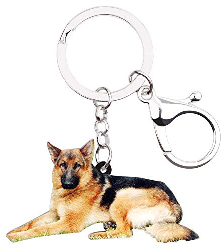 NEWEI Acryl Deutscher SchäferDeutscher Schäferhund Schlüsselanhänger Tier Ringe Geldbörse Auto Für Frauen Mädchen Damen Charms Haustiere Geschenk