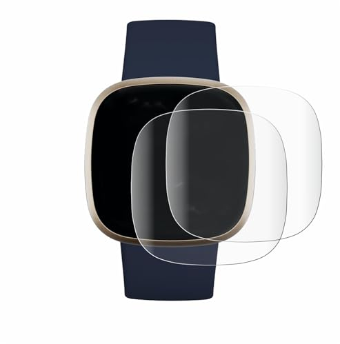 BROTECT 2 Stück Full-Cover Schutzfolie für Fitbit Versa 3 / Sense Full-Screen Displayschutz-Folie [3D Curved, Anti-Fingerprint, Kristall-Klar]