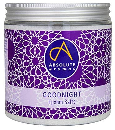Absolute Aromas Sel d'Epsom Goodnight - Sulfate de Magnésium Infusé avec des Huiles Essentielles Pures de Lavande, Camomille et Géranium (575g)